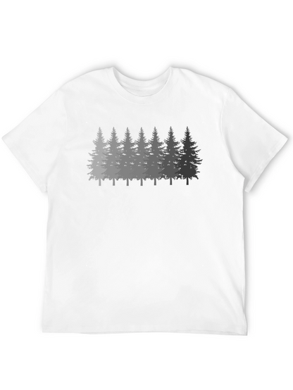 Mens Forest Print Black Crew Neck T-Shirt