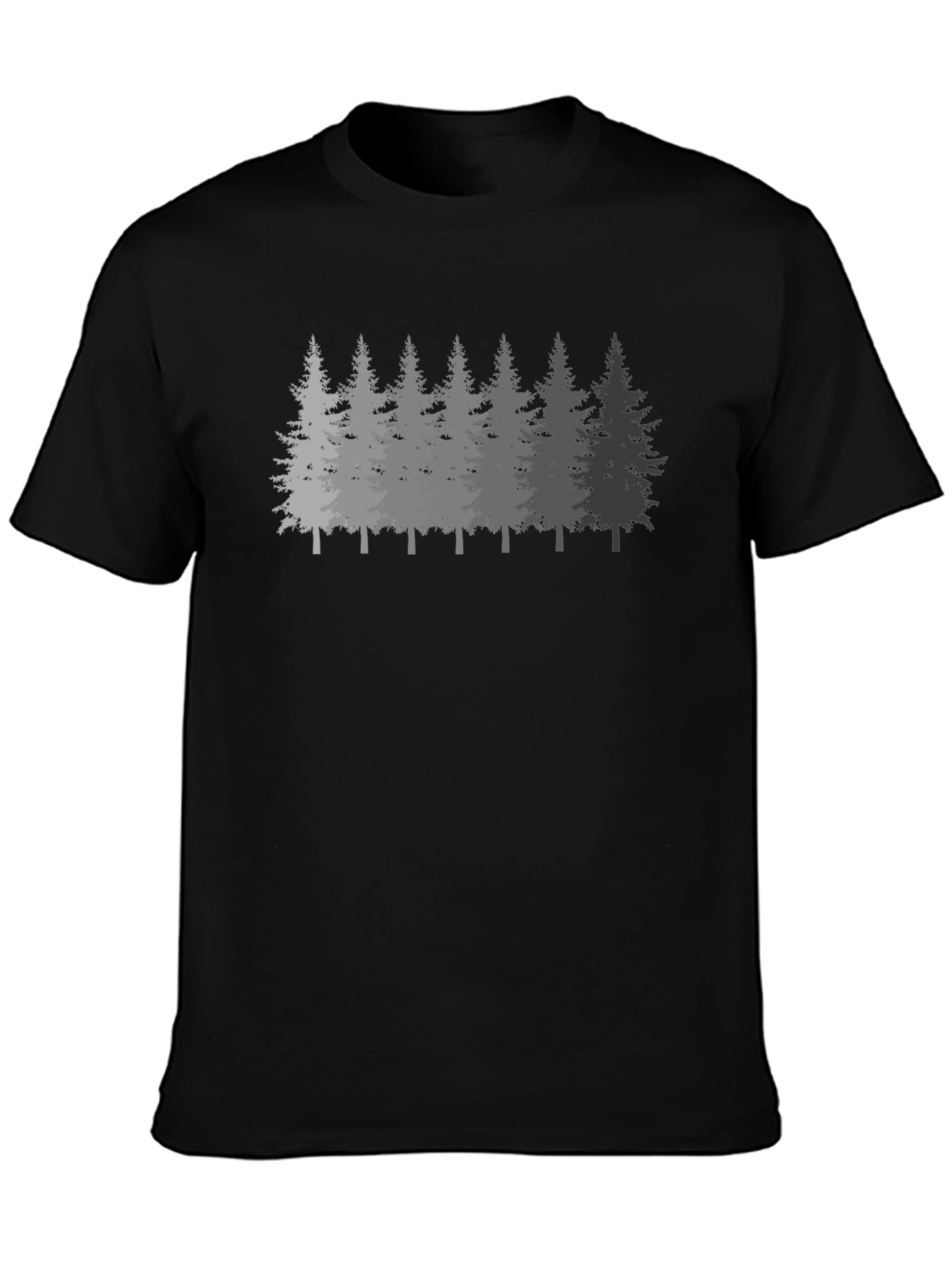 Mens Forest Print Black Crew Neck T-Shirt