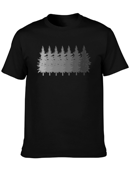 Mens Forest Print Black Crew Neck T-Shirt
