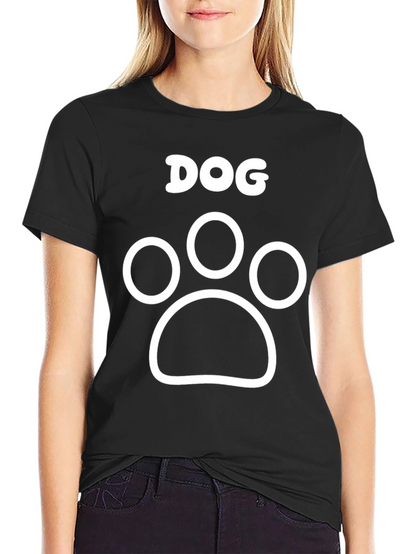 Dog Paw Print Graphic Tee - Black Cotton T-Shirt