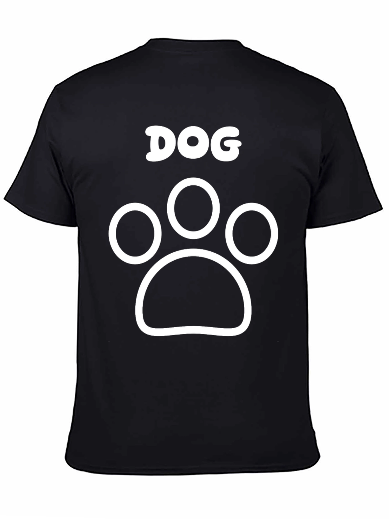 Dog Paw Print Graphic Tee - Black Cotton T-Shirt