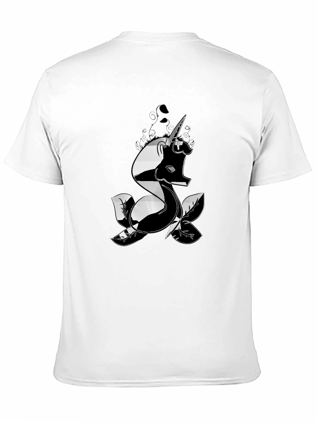 Mens Black T-Shirt with Unicorn Design