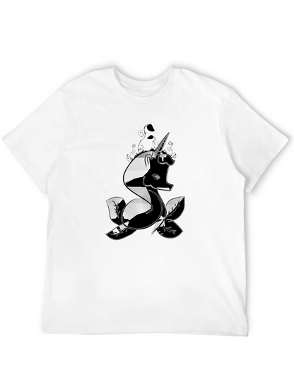 Mens Black T-Shirt with Unicorn Design