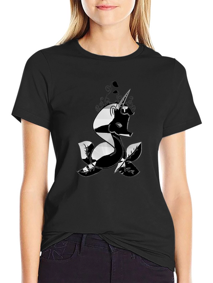 Mens Black T-Shirt with Unicorn Design