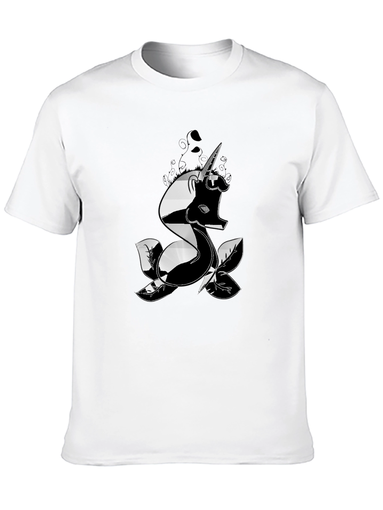 Mens Black T-Shirt with Unicorn Design