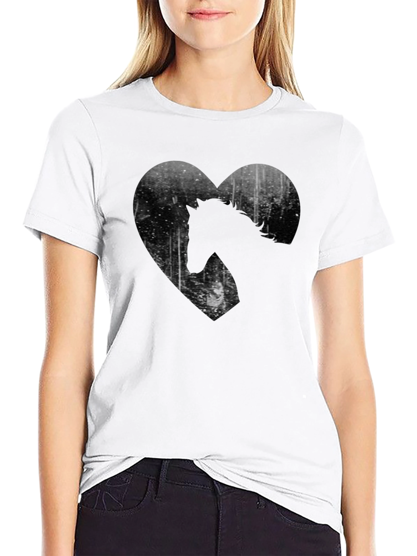 Horse Heart Graphic Tee - Black Casual T-Shirt
