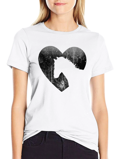 Horse Heart Graphic Tee - Black Casual T-Shirt