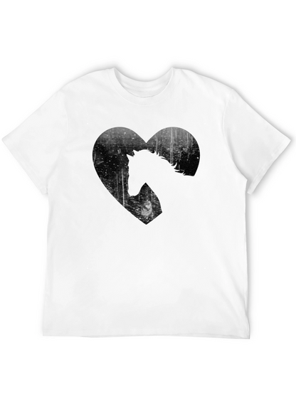Horse Heart Graphic Tee - Black Casual T-Shirt