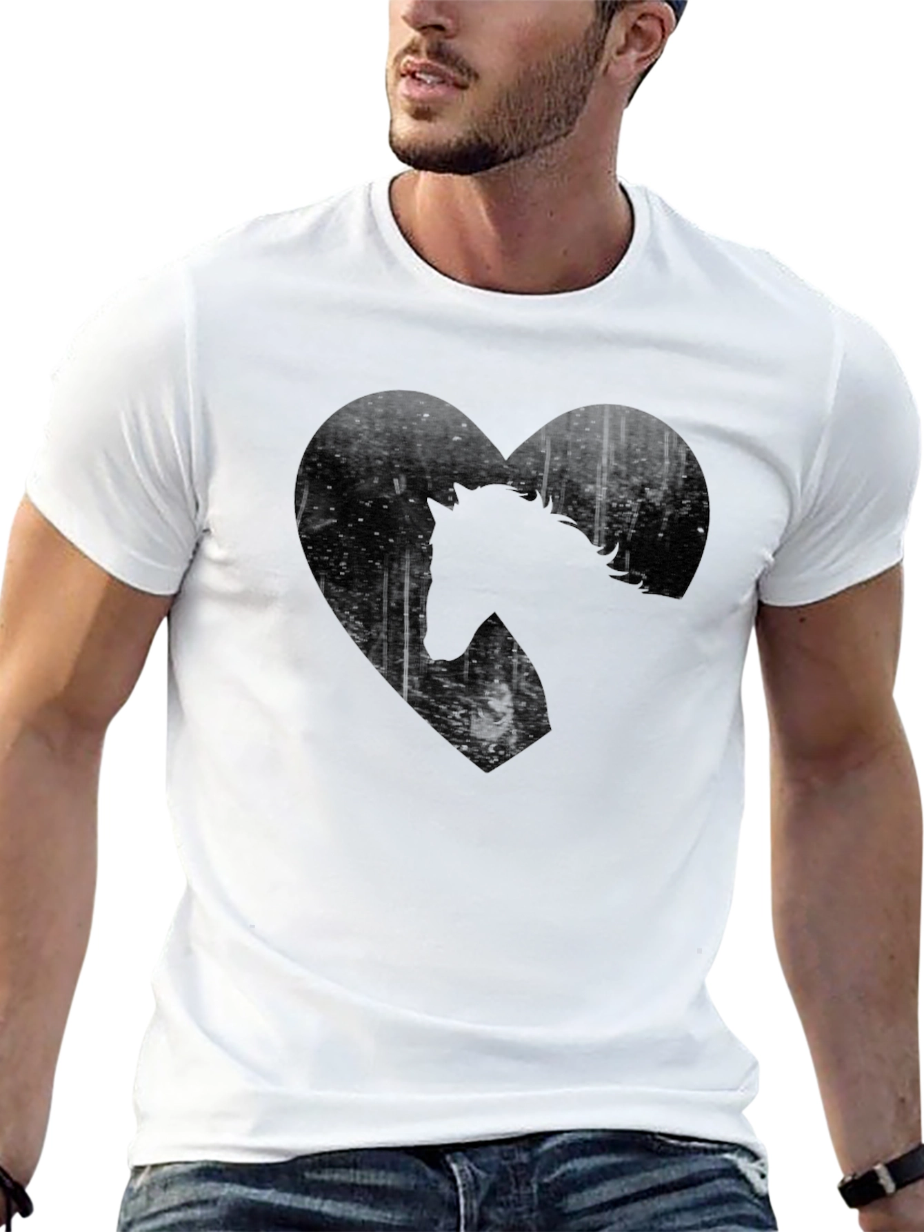Horse Heart Graphic Tee - Black Casual T-Shirt