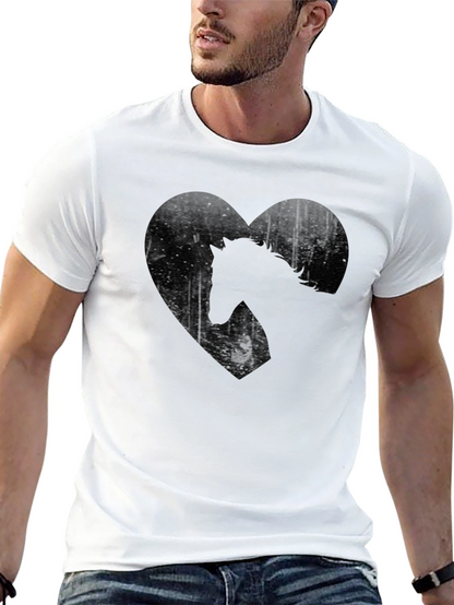 Horse Heart Graphic Tee - Black Casual T-Shirt