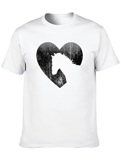 Horse Heart Graphic Tee - Black Casual T-Shirt