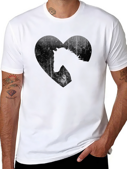 Horse Heart Graphic Tee - Black Casual T-Shirt