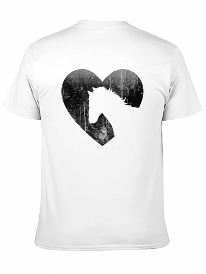 Horse Heart Graphic Tee - Black Casual T-Shirt
