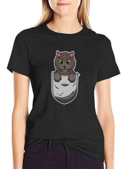 Cartoon Cat in Pocket Graphic Tee - Unisex