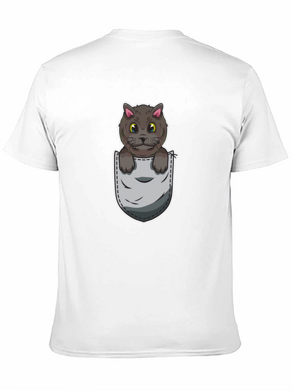 Cartoon Cat in Pocket Graphic Tee - Unisex