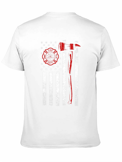 Firefighter Flag Graphic T-Shirt - Axe Design