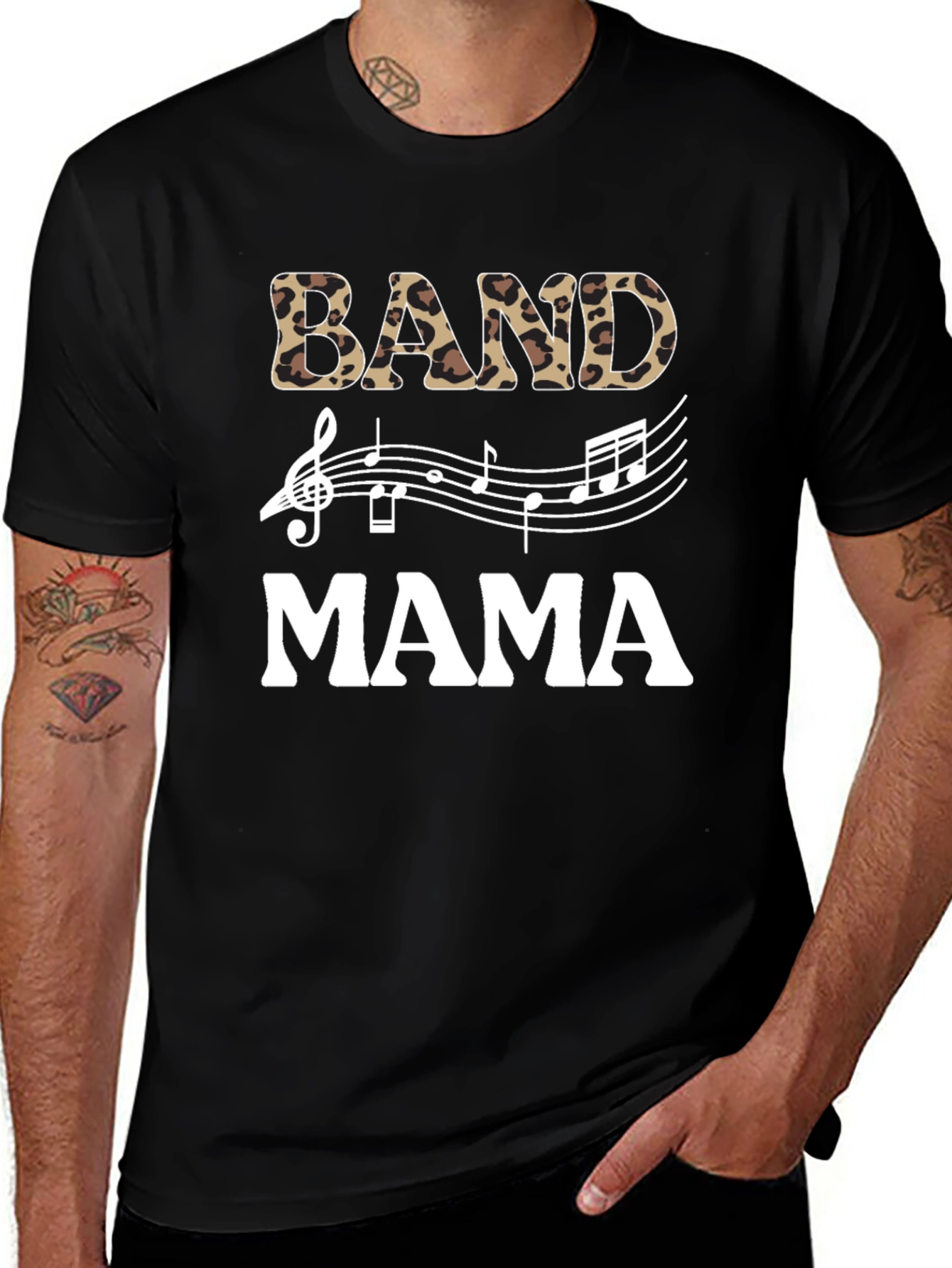 Band Mama Leopard Print Music T-Shirt