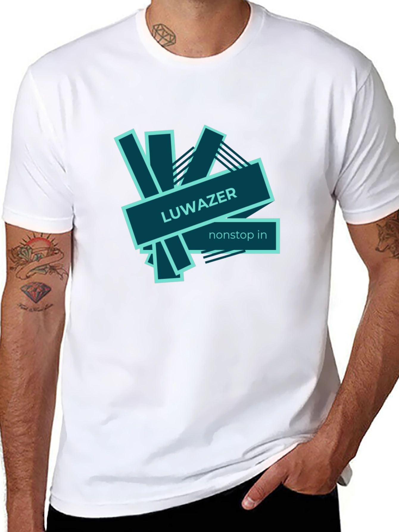 LUWAZER Mens Black Graphic Tee - Nonstop In
