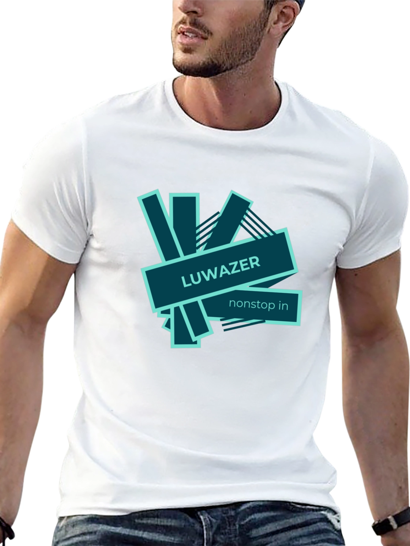 LUWAZER Mens Black Graphic Tee - Nonstop In
