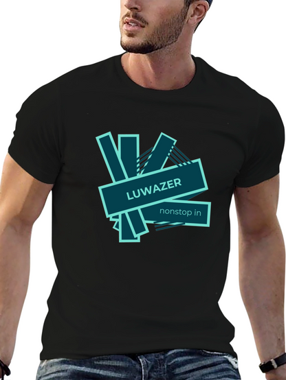 LUWAZER Mens Black Graphic Tee - Nonstop In