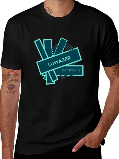 LUWAZER Mens Black Graphic Tee - Nonstop In