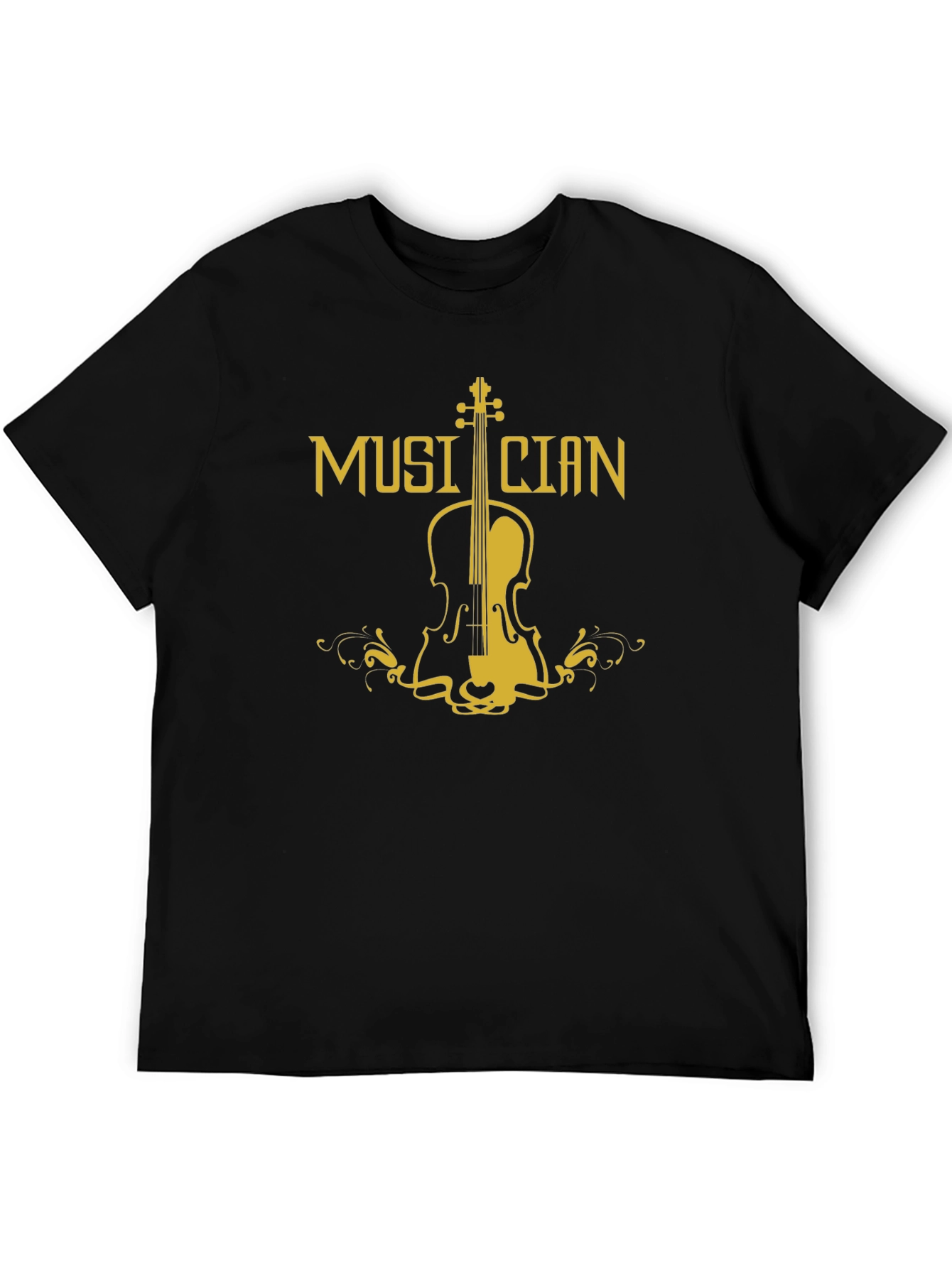 Musician Violin Graphic T-Shirt - Black