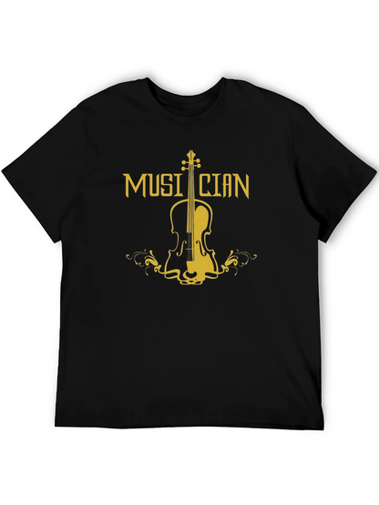 Musician Violin Graphic T-Shirt - Black