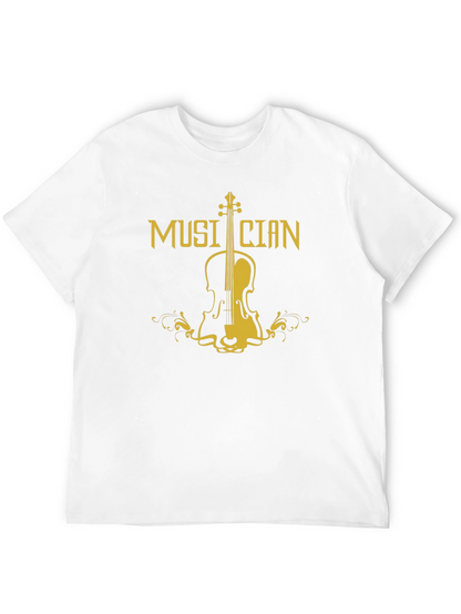 Musician Violin Graphic T-Shirt - Black