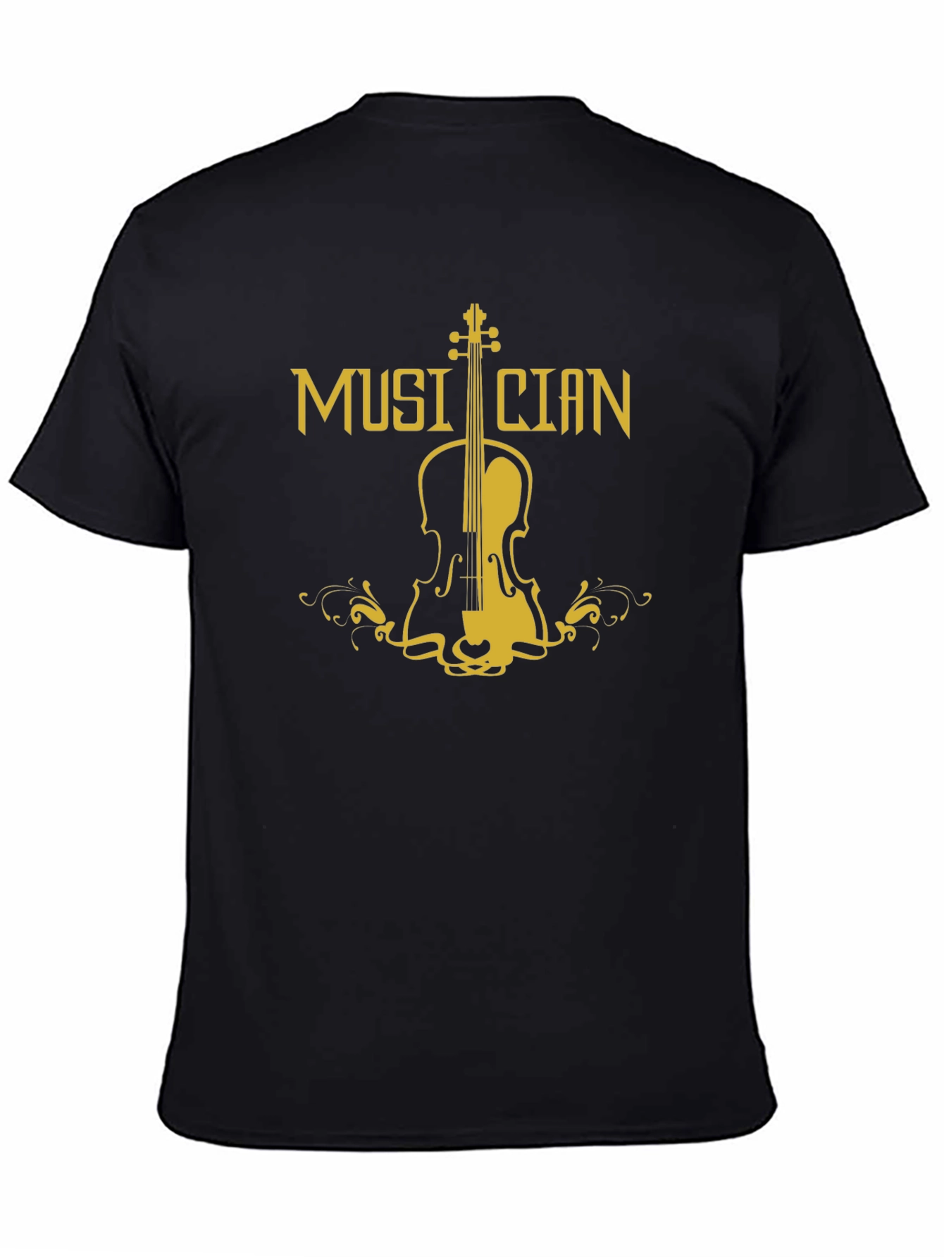 Musician Violin Graphic T-Shirt - Black