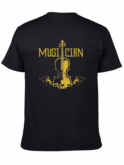 Musician Violin Graphic T-Shirt - Black