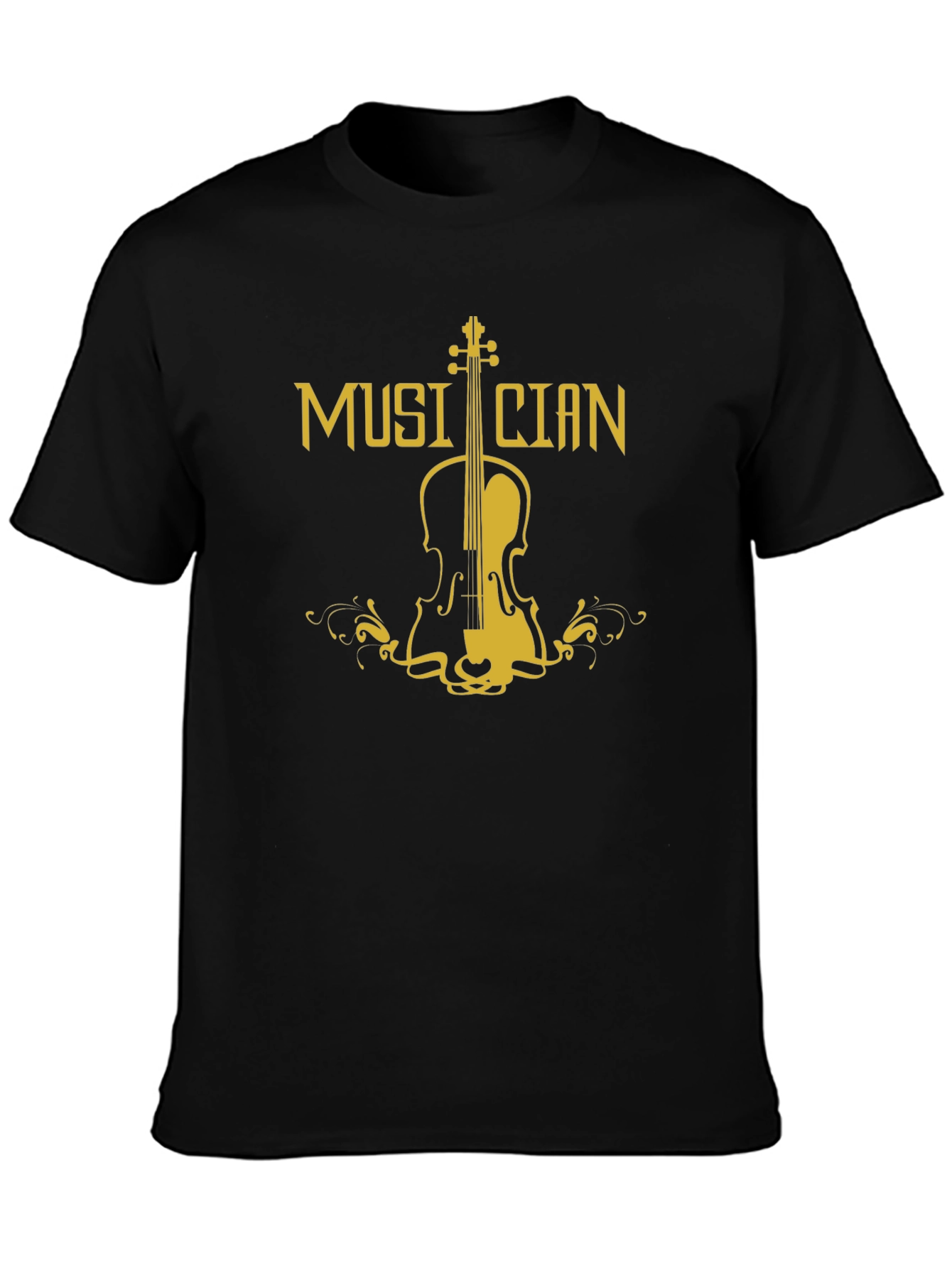 Musician Violin Graphic T-Shirt - Black