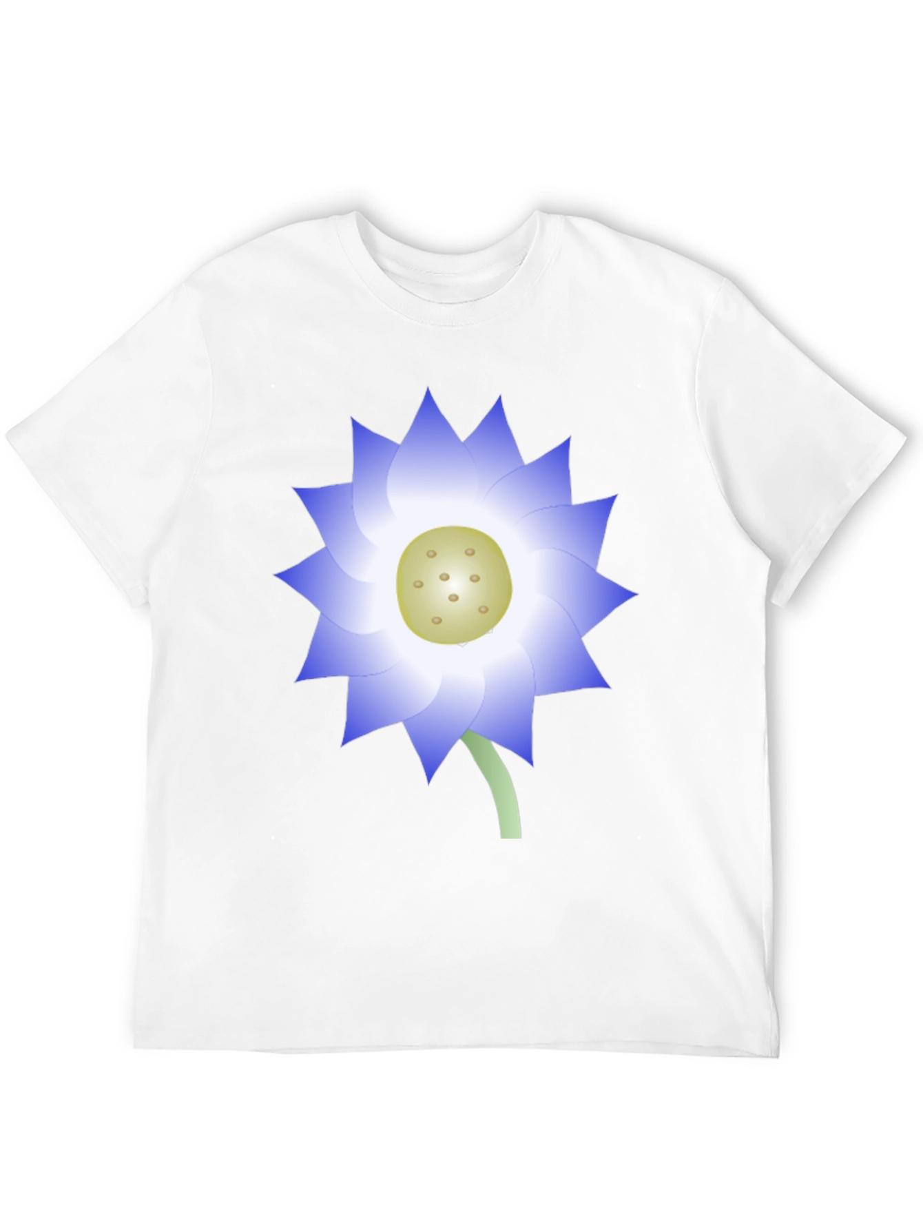 Black T-Shirt with Blue Lotus Flower Graphic