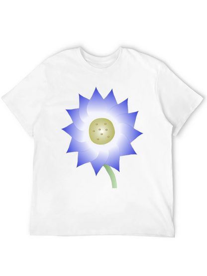 Black T-Shirt with Blue Lotus Flower Graphic