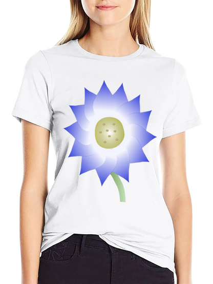 Black T-Shirt with Blue Lotus Flower Graphic