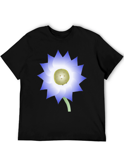 Black T-Shirt with Blue Lotus Flower Graphic