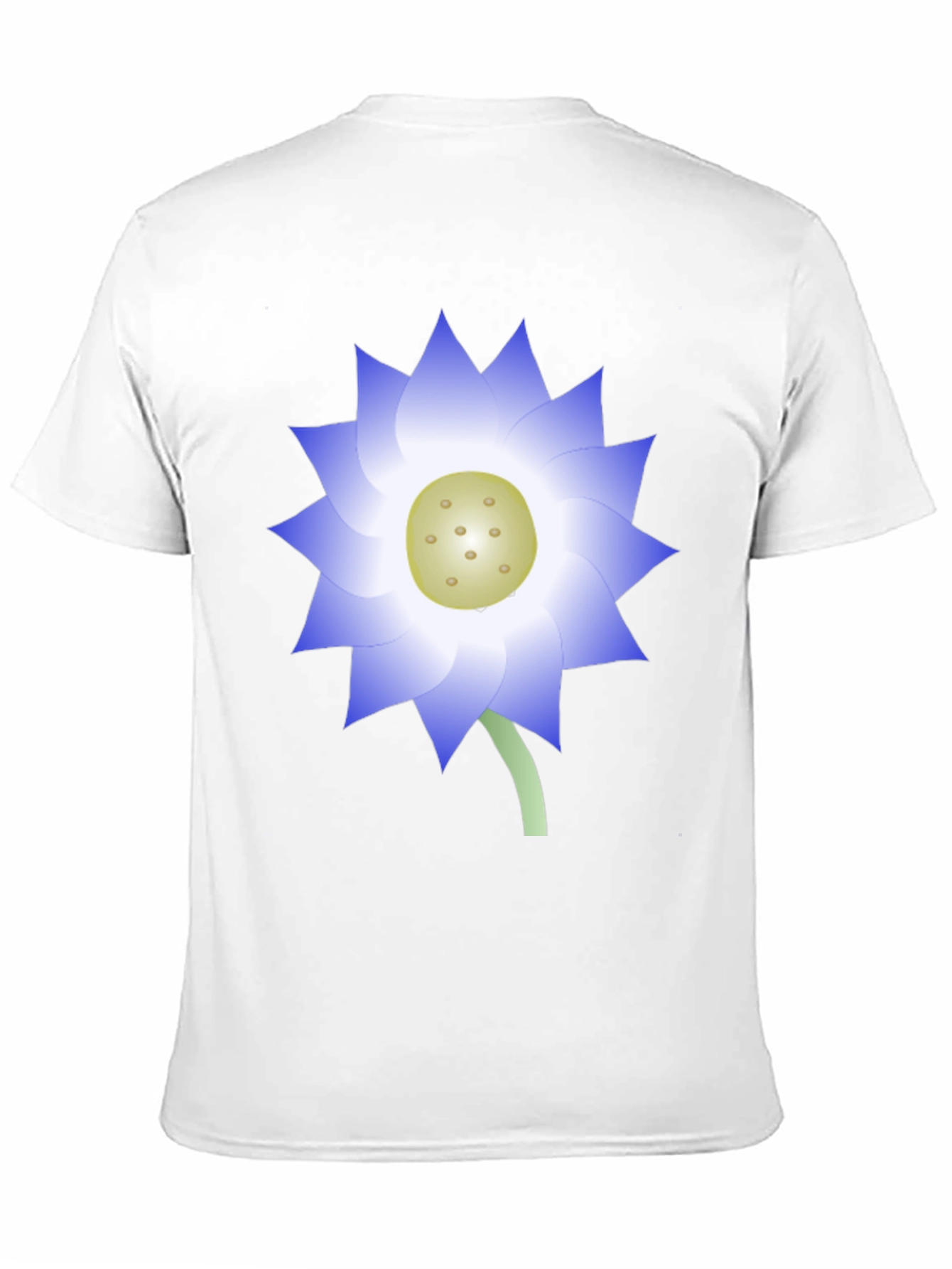 Black T-Shirt with Blue Lotus Flower Graphic