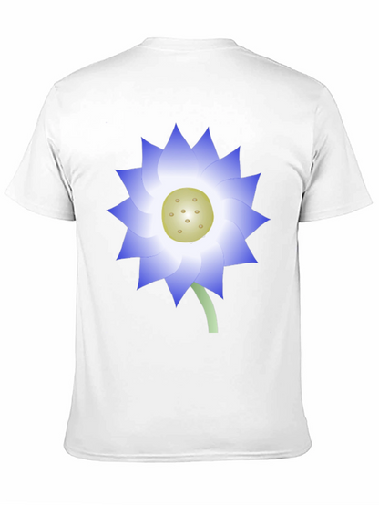 Black T-Shirt with Blue Lotus Flower Graphic