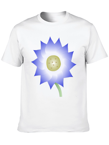 Black T-Shirt with Blue Lotus Flower Graphic