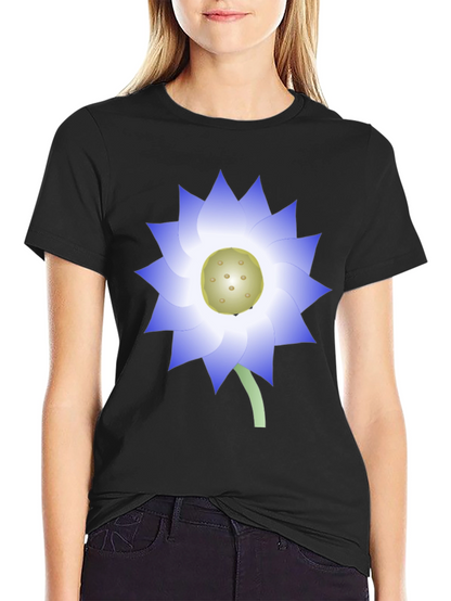 Black T-Shirt with Blue Lotus Flower Graphic