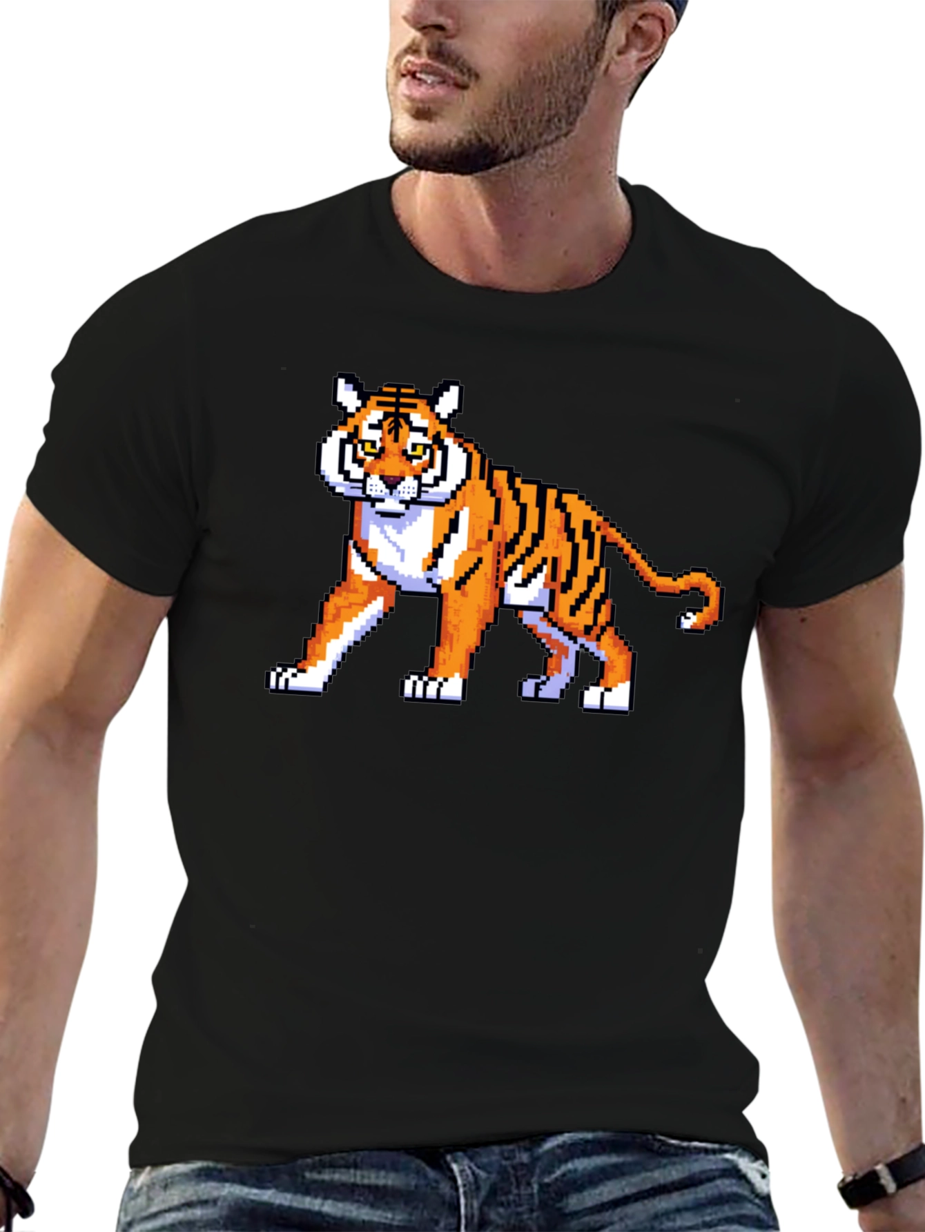 Pixel Tiger Graphic T-Shirt - Retro Gaming Style!