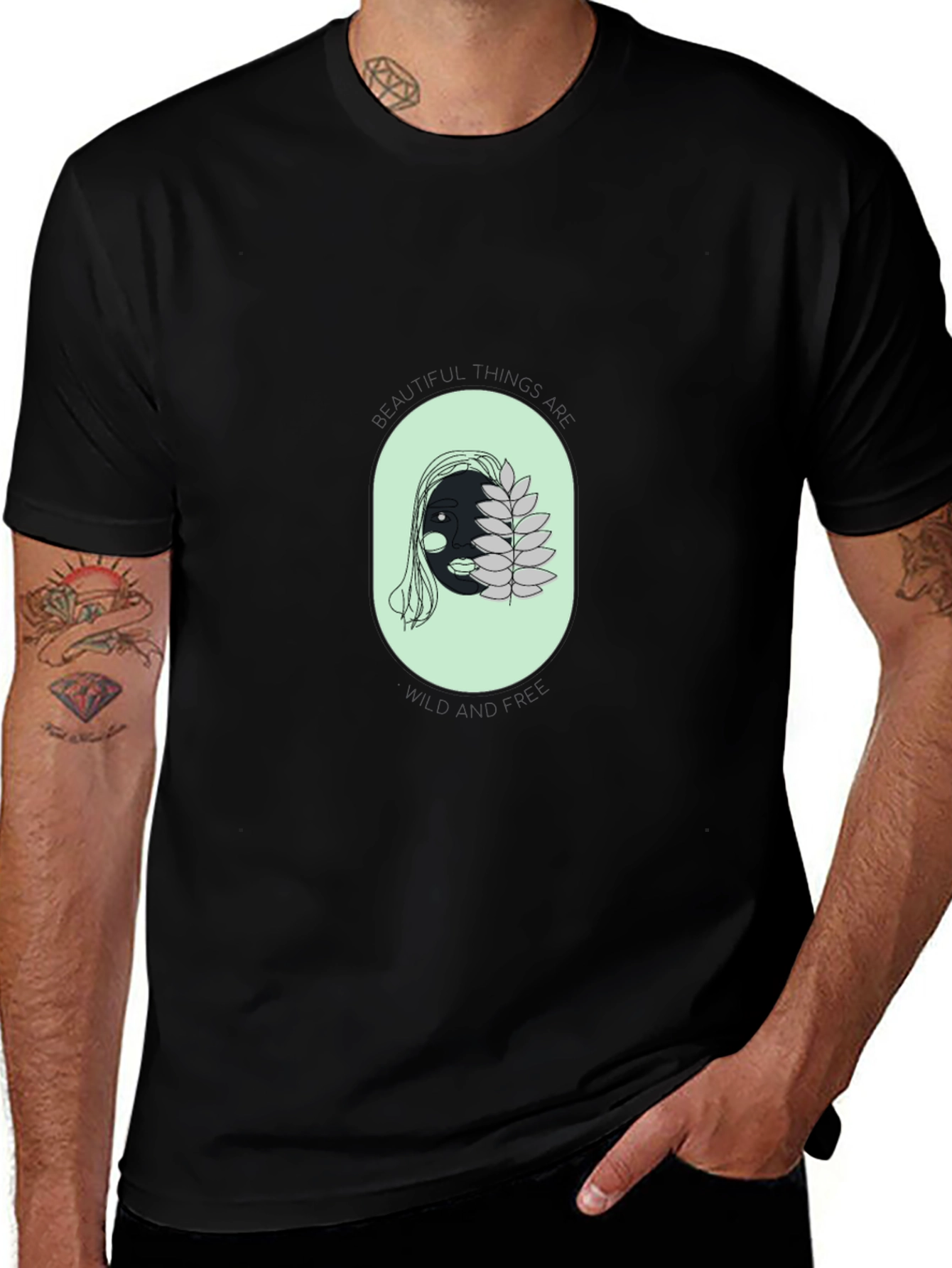 Unique Face Graphic Black T-Shirt