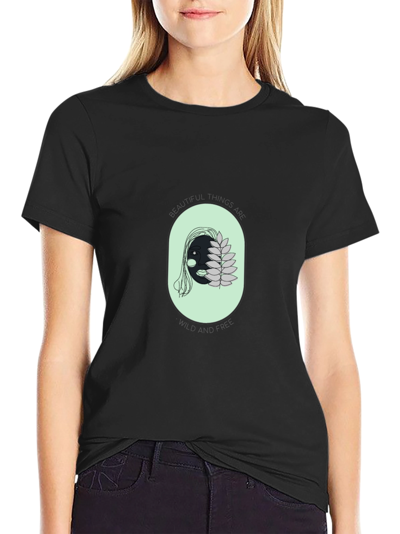 Unique Face Graphic Black T-Shirt