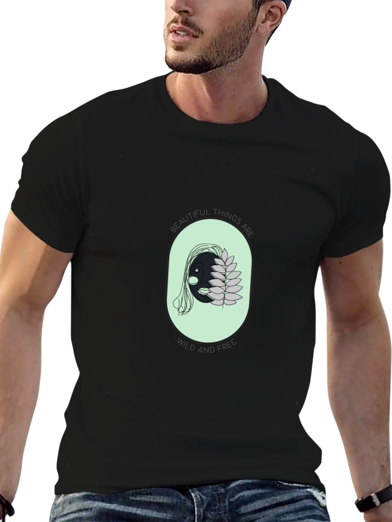 Unique Face Graphic Black T-Shirt