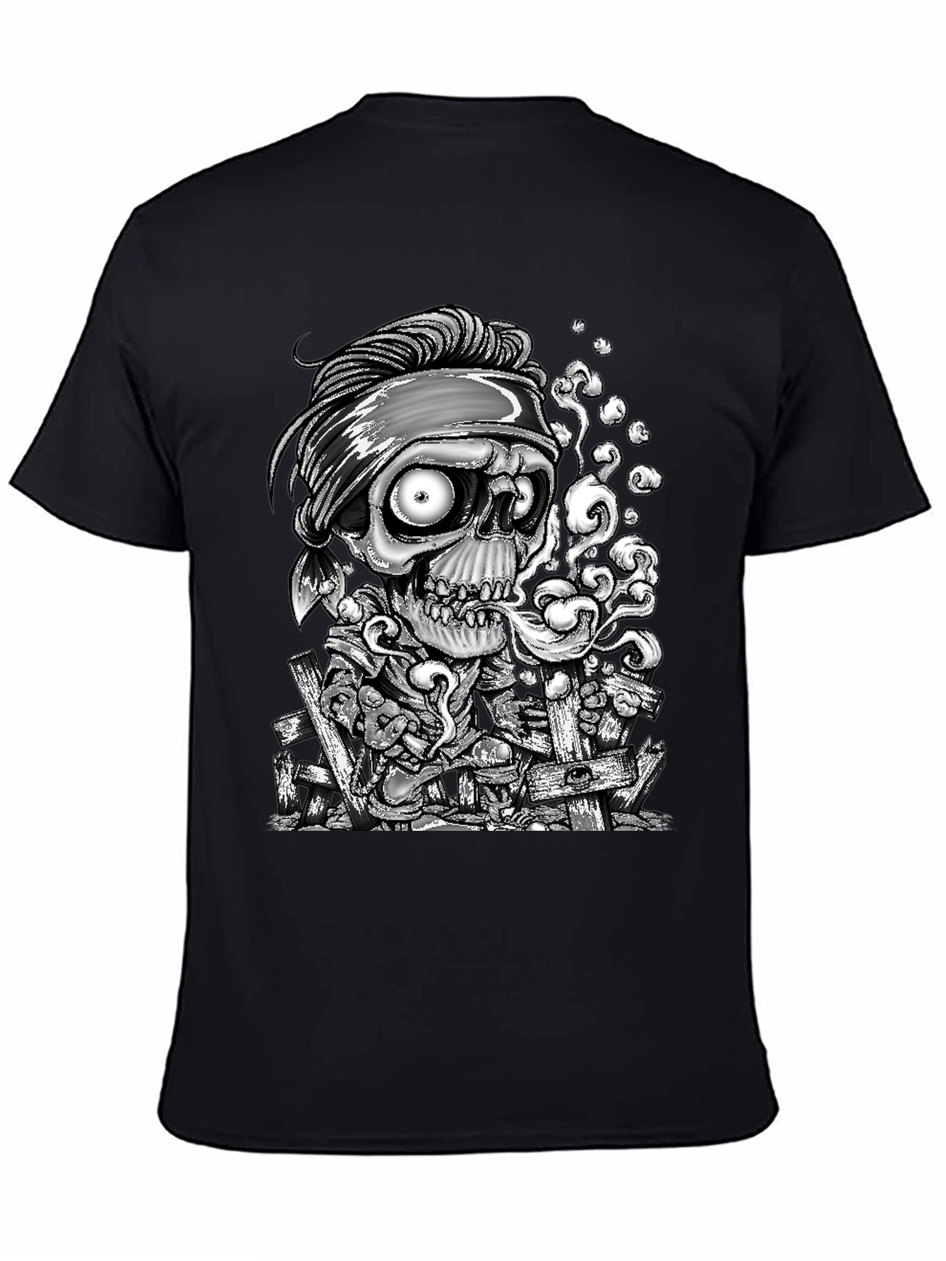 Skull Graphic Print T-Shirt - Mens Black Tee