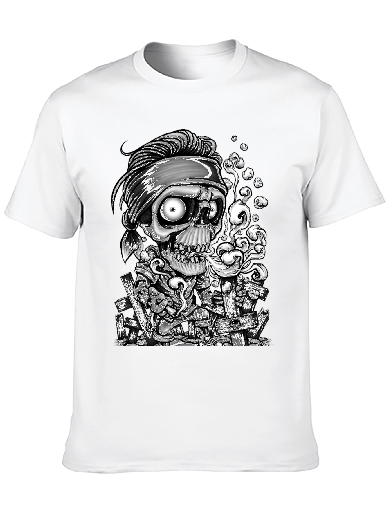 Skull Graphic Print T-Shirt - Mens Black Tee
