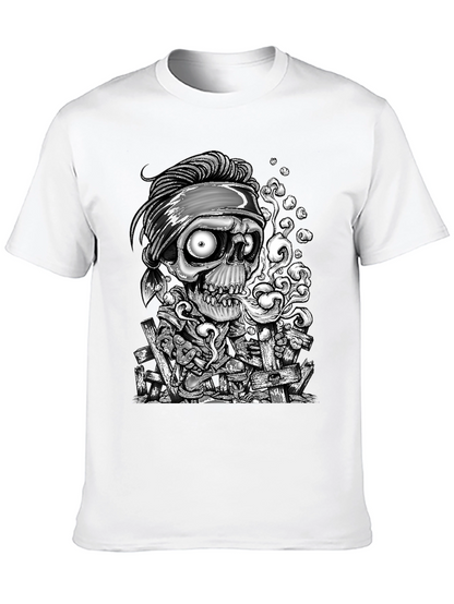 Skull Graphic Print T-Shirt - Mens Black Tee