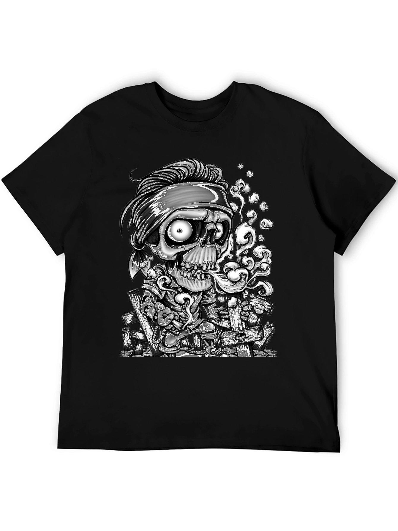 Skull Graphic Print T-Shirt - Mens Black Tee