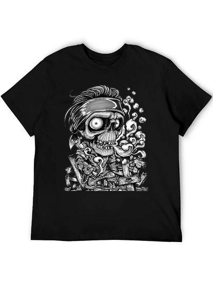Skull Graphic Print T-Shirt - Mens Black Tee