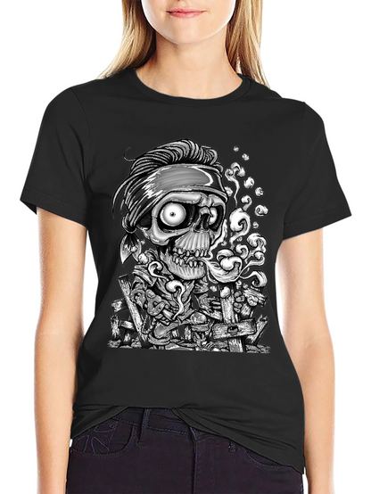 Skull Graphic Print T-Shirt - Mens Black Tee