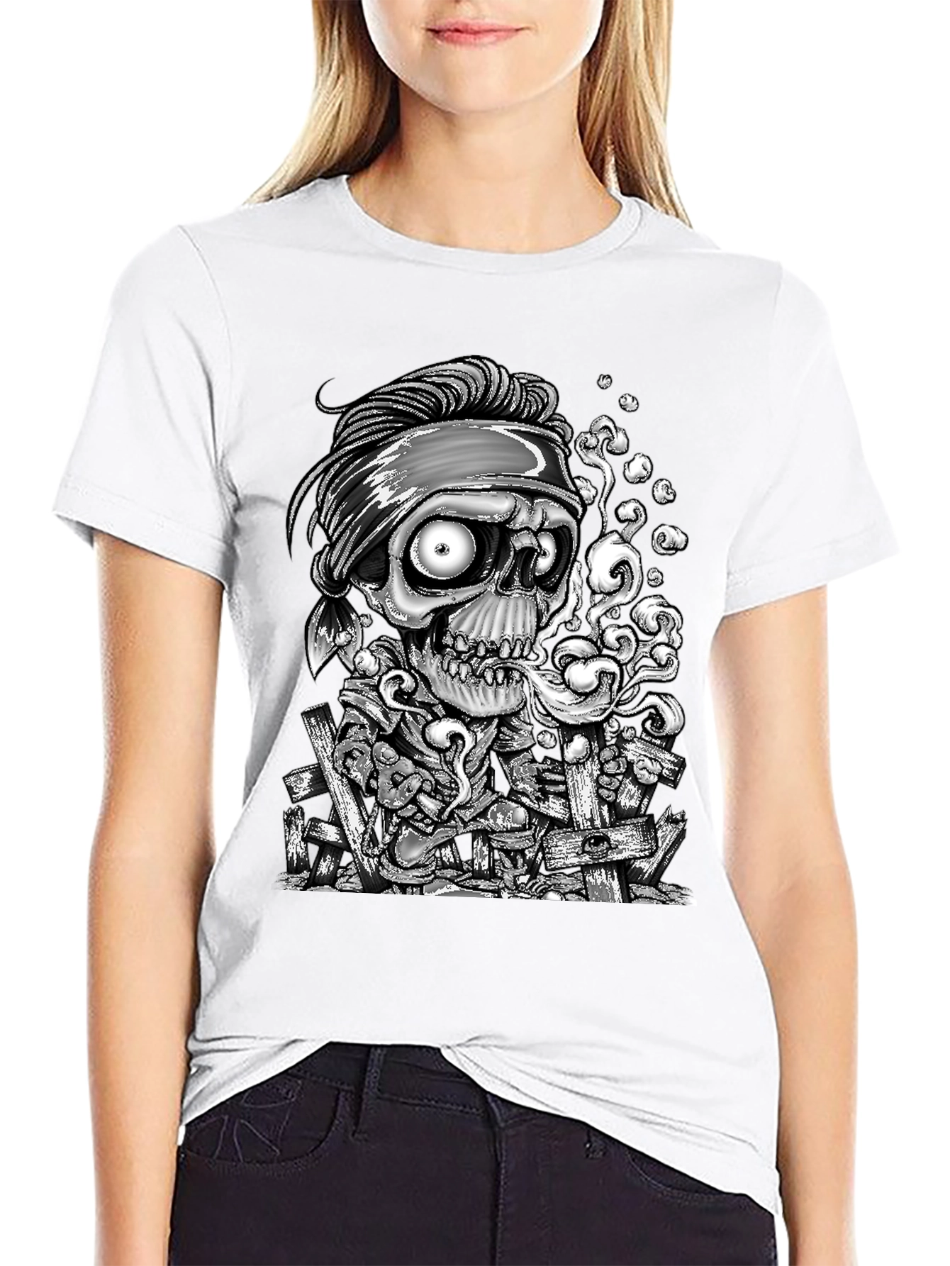 Skull Graphic Print T-Shirt - Mens Black Tee